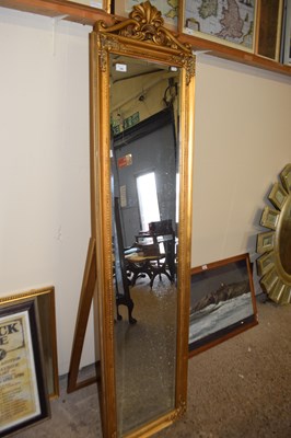 Lot 386 - Modern gilt framed cheval mirror, 180cm high