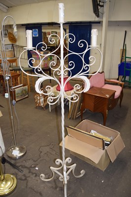 Lot 826 - 20th Century iron floor standing three branch...