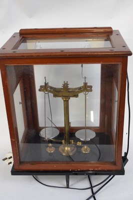 Lot 244 - Cased set of chemists precision balance scales...