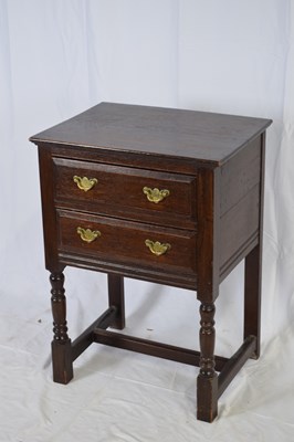 Lot 254 - 18th century style oak two-drawer side cabinet...
