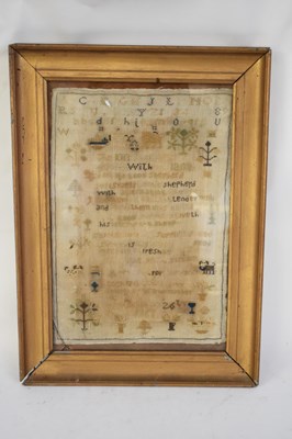 Lot 259 - 19th century needlework sampler decorated with...