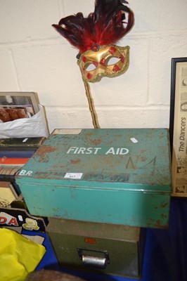 Lot 917 - Vintage first aid box, a card filing cabinet...