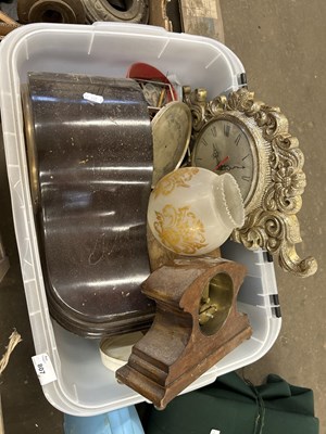 Lot 807 - Box of various assorted clock cases, parts etc