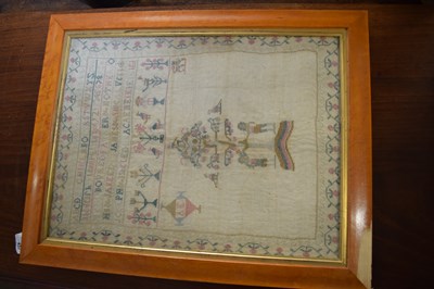 Lot 288 - 19th century needlework sampler decorated with...