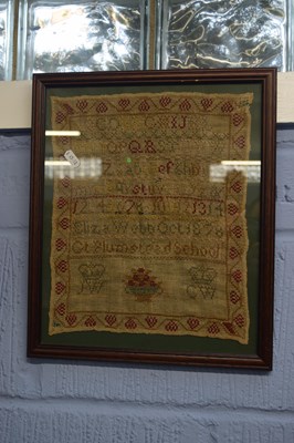 Lot 290 - 19th century needlework sampler decorated with...