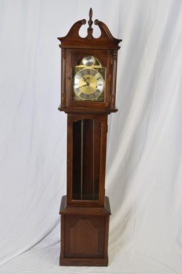 Lot 291 - Reproduction grandmother clock in mahogany...