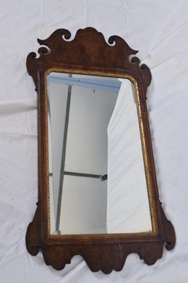 Lot 297 - Georgian walnut veneered fretwork framed wall...