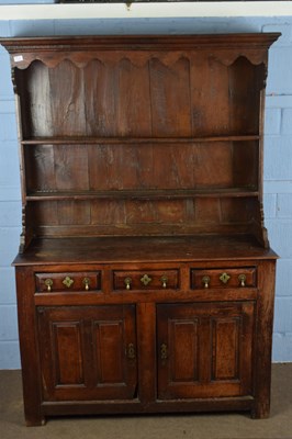 Lot 298 - 18th century oak dresser, the top section with...