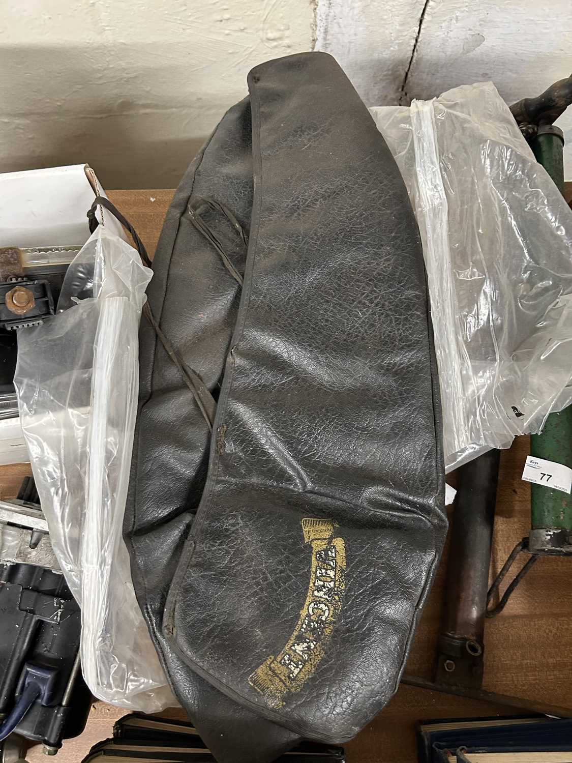 Lot 75 Vincent leather motorcycle tank cover