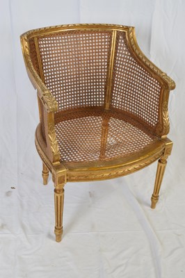 Lot 311 - Giltwood framed Bergere chair, 79cm high