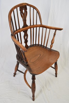 Lot 323 - Ash, yew wood and elm Windsor chair with...