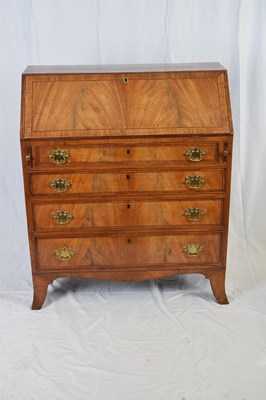 Lot 329 - 19th century flame mahogany veneered bureau...