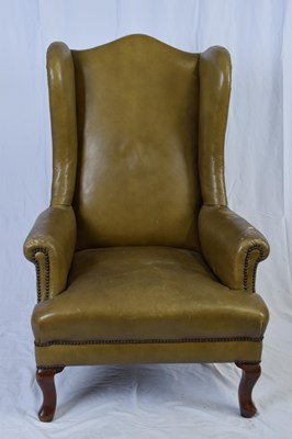 Lot 339 - Early 20th century green leather upholstered...