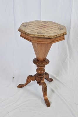 Lot 340 - Victorian faded walnut trumpet sewing table,...