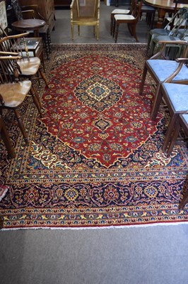 Lot 368 - Large Kashan wool floor rug decorated with a...