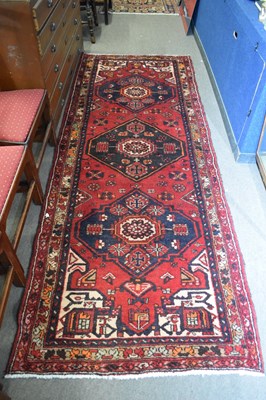 Lot 374 - Rich red ground full pile Persian Hamadan...