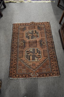 Lot 371 - Middle Eastern prayer rug decorated with large...