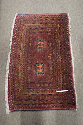 Lot 372 - Small Middle Eastern wool carpet or prayer mat...