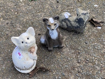 Lot 408 - Three small concrete animals