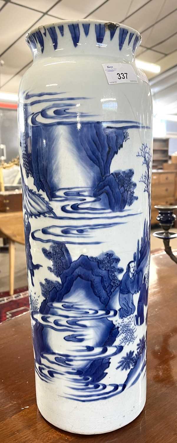 Lot 337 - A large Chinese porcelain cylindrical vase...