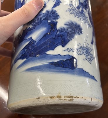 Lot 337 - A large Chinese porcelain cylindrical vase...