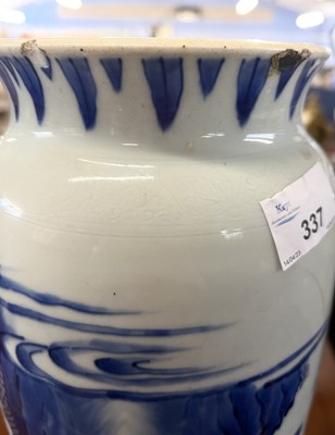 Lot 337 - A large Chinese porcelain cylindrical vase...