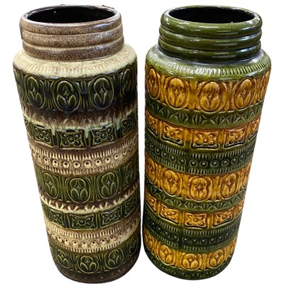 Lot 359 - Two West German pottery tall vases with...