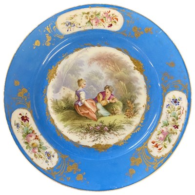 Lot 366 - Sevre style plate with central painted...