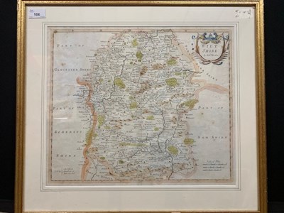 Lot 106 - Robert Morden hand-coloured Map of Wiltshire,...