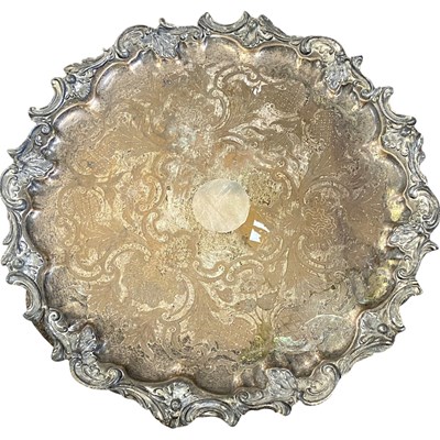 Lot 379 - Georgian silver plated on copper tray of...