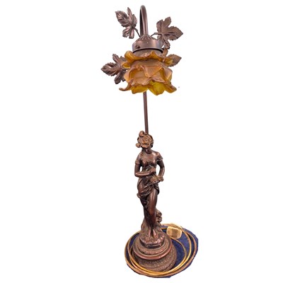 Lot 391 - A Art Nouveau type table lamp modelled as a...