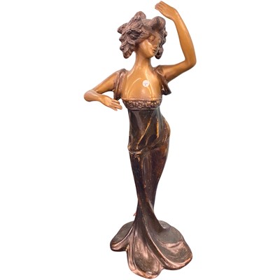 Lot 400 - A metal figure of an Art Nouveau lady, 40cm high