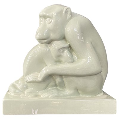 Lot 421 - Wedgwood model of a monkey and her young in a...