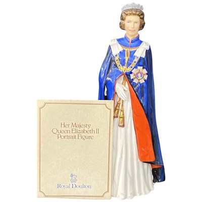 Lot 447 - Royal Doulton figure of Queen Elizabeth to...