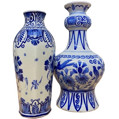 Lot 475 - Two delft vases, one decorated in Chinese style