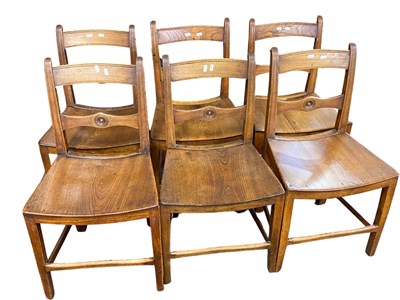 Lot 510 - A set of six East Anglian 19th Century elm...