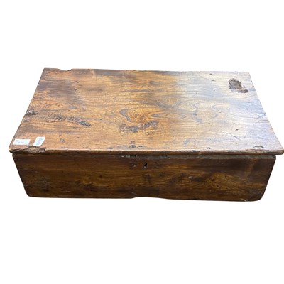 Lot 546 - 19th Century elm box of hinged rectangular...