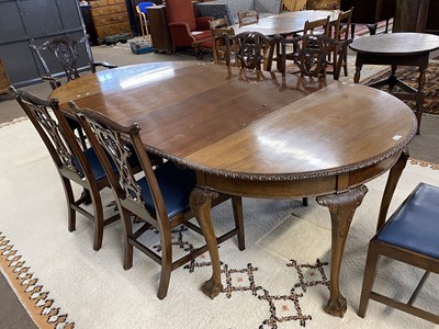 Lot 560 - A Georgian Revival mahogany D end dining table...