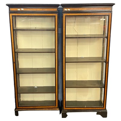 Lot 567 - A pair of Victorian ebonised and inlaid narrow...