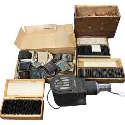 Lot 504 - Large plastic box containing Magic Lantern...