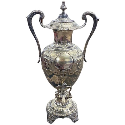 Lot 581 - Large 19th Century silver plated Samovar or...