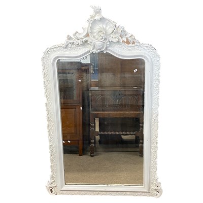 Lot 593 - 19th Century over mantel mirror of arched form...