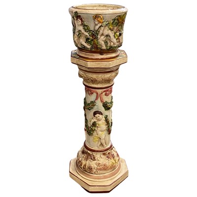 Lot 596 - Naples Capodimonte jardiniere and stand...