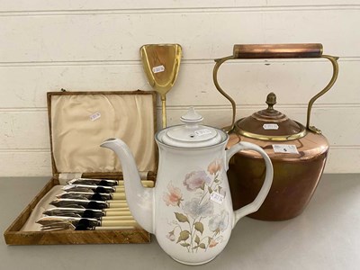 Lot 5 - Mixed Lot: Copper kettle, cased fish cutlery,...