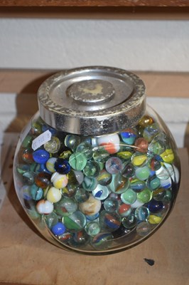 Lot 66 - Jar of assorted glass marbles