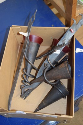 Lot 78 - Box of craftsman made iron candle holders