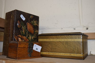 Lot 80 - Poppy decorated wooden jewellery box together...