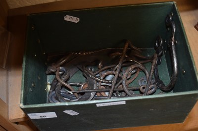 Lot 86 - Box of various miscellaneous iron craft hooks...