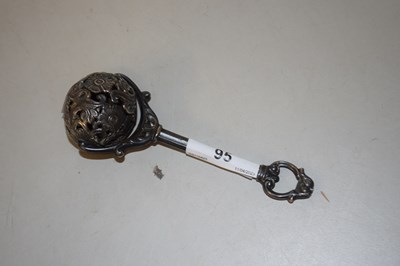 Lot 95 - A silver plated babies rattle