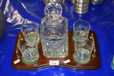 Lot 132 - Crystal glass decanter with four accompanying...